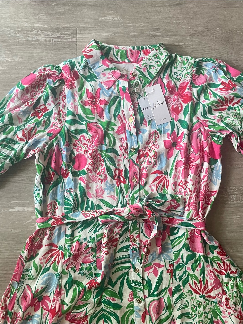 Size 10 NWT Lilly Pulitzer Larkyn Midi Shirtdress Dress in Multi Glowing Gardens - Picture 4 of 9